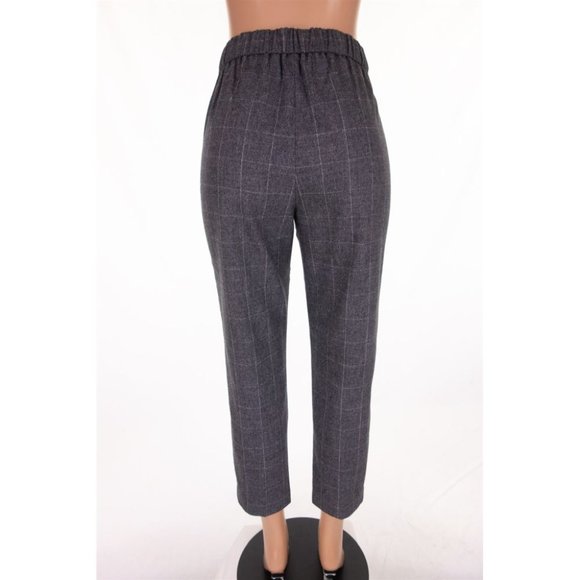 ARITZIA BABATON 12 Conan Wool Cashmere Cropped Pant in Charcoal Check Atelier - Picture 6 of 10